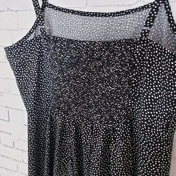 GAP Black White Polka Dot Dress Size S Seersucker Stretch Back Square Neck - Picture 5 of 8